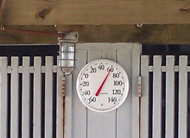 The thermometer at the visitors center shows 62 degrees at noon. Record high is 84 and record low is -27 degrees F!