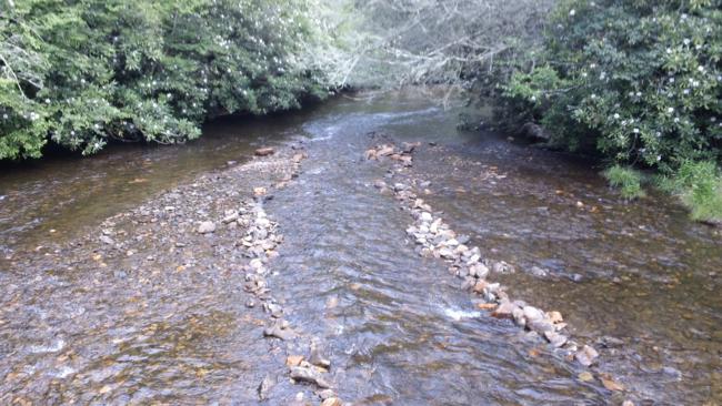 Crossing the bridge over the headwaters of the Nantahala River.