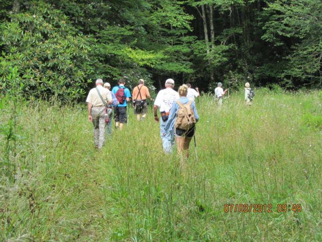 Here we cross one of the grassy fields.