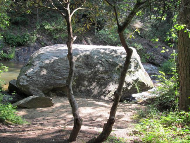 Giant boulders are a nice feature of the Panther Creek Trail.
