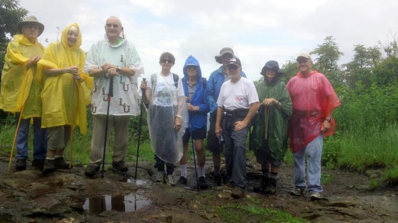 The OFHC gang for today's hike! (l-r) John Bellamy, June Bellamy, Jack Jacobi, Donna Presley, George Otis, Dick Metzgar, Vic Robson, Carole Wintle and Tony Presley.
