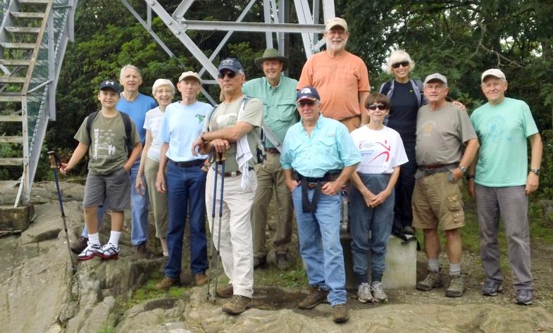 The OFHC gang for today's hike! (l-r) Micah Hunt, John Bellamy, June Bellamy, Phil Brownrigg, Bill Hunt, Pom Sinnock, Vic Robson, Bob Magee, Donna Presley, Pam Euliss, Dan Euliss and Tony Presley.
