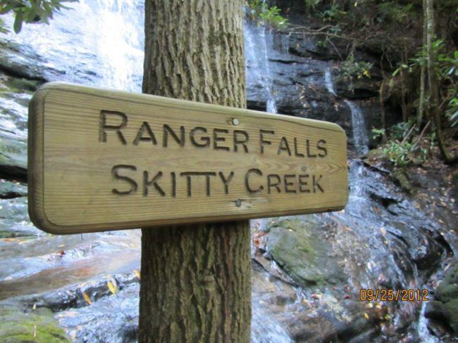 We decide to take the loop trail up to Ranger Falls on Skitty Creek.