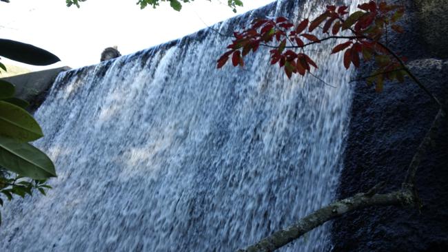 Here we pass by the dam on Cliffside Lake.