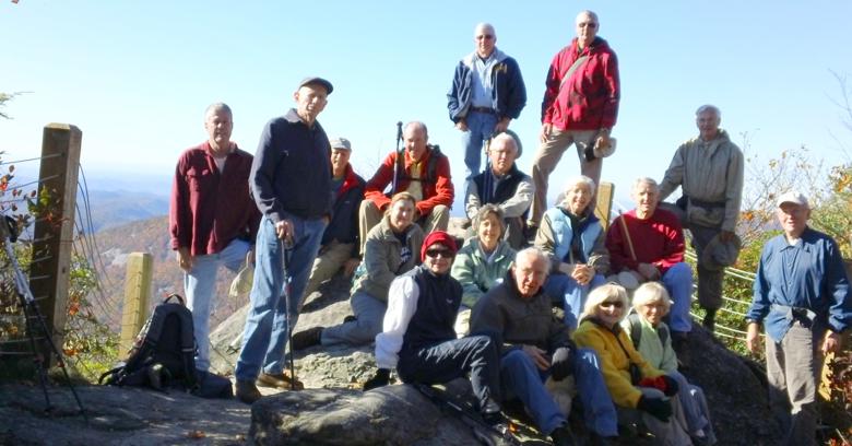 The OFHC gang for today's hike! (l-r front) Donna Presley, David Whitaker, Geri Whitaker, Pam Eulis and Tony Presley. (l-r back)Chuck Crisp, Phil Brownrigg, Jim Driggers, Greta Driggers, Pom Sinnock, Karen Brown, Vic Robson, Bill Hunt, Don Preece, June Bellamy, John Bellamy and Dick Metzgar .