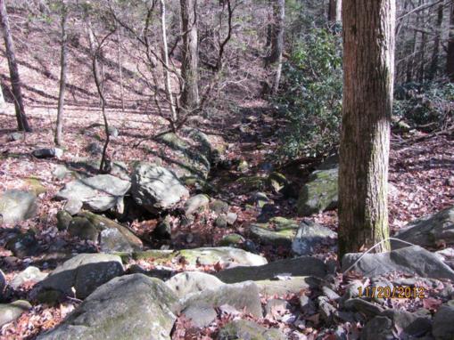 Creeks with large boulders are a nice feature of this trail.