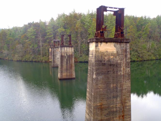 The old support piers of the Tallulah Falls Railroad.