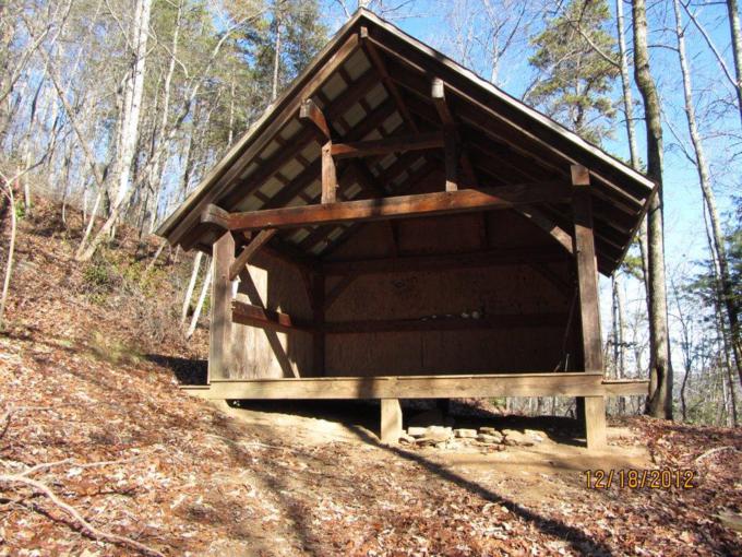 This trail shelter is about a mile from the end of the trail at Stoneplace.