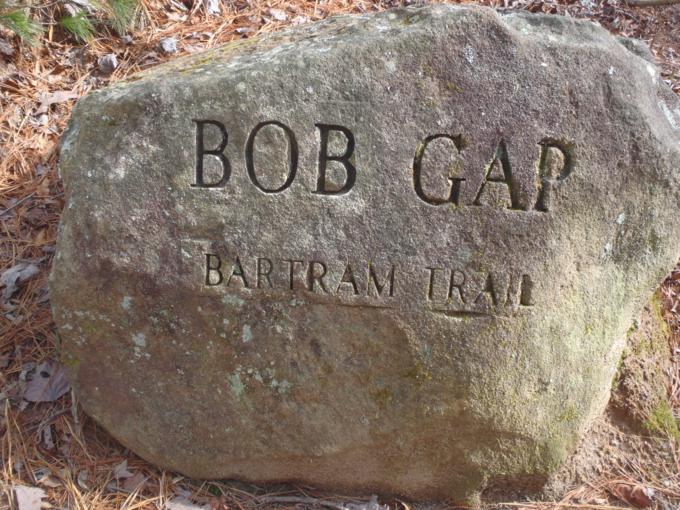 Engraved boulder at the start.