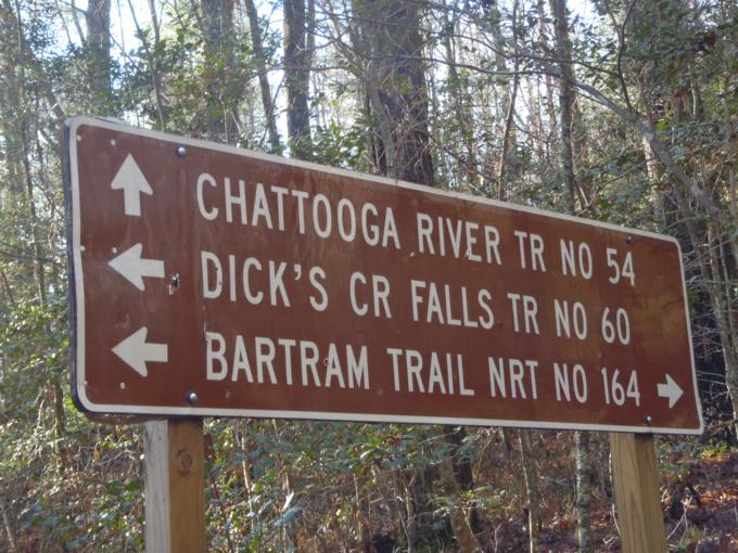 The trail sign at Sandy Ford Road.