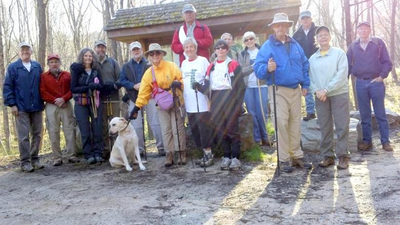 The OFHC gang for today's hike. (l-r) Tony Presley, Bruce O'Connor, Carole Wintle, Jack Wintle, Bob Magee, Lynne Saporito & "Angus", Bill Hunt, Jeanne O'Connor, Donna Presley, John Bellamy, June Bellamy,Wayne Miller, Vic Robson, Wanda Miller and Phil Brownrigg.