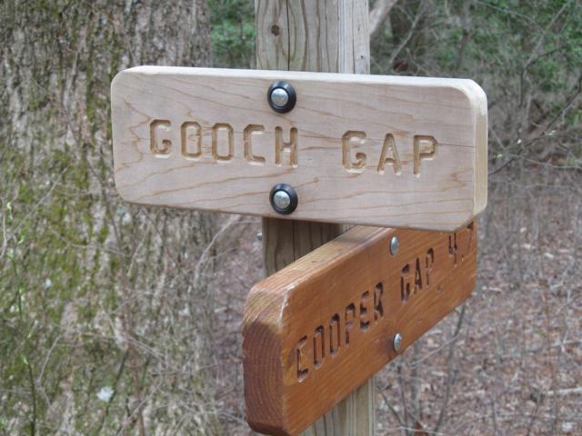 Trail marker at Gooch Gap.