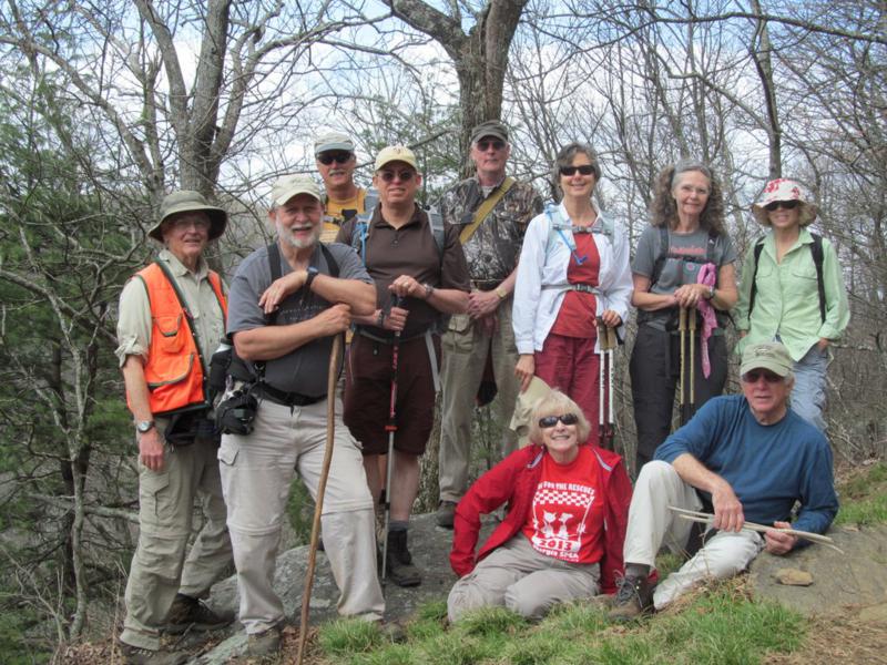 The OFHC gang for today's hike. (l-r) Dick Metzgar, Bob Magee, Jim Driggers, Thomas Bowers, Don Preece, Geri Whitaker, Karen Brown, Carole Wintle, Vic Robson and Pam Euliss.