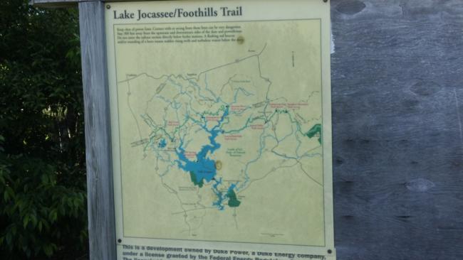 Foothills Trail map of the area near the Bad Creek parking area.