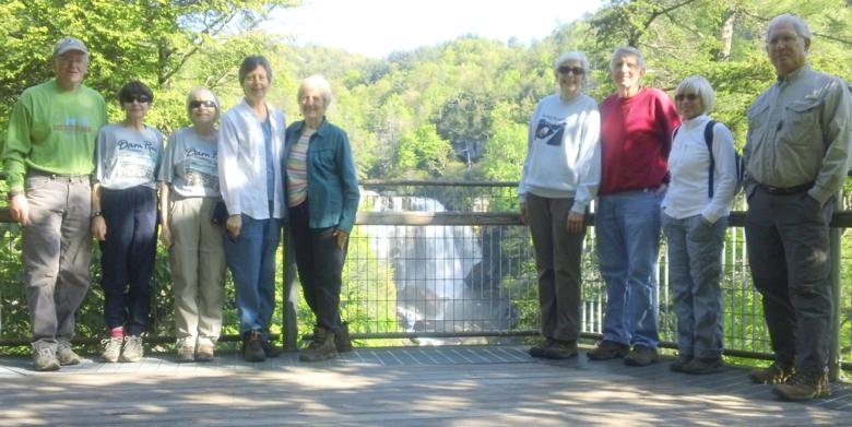 The OFHC gang for today's hike - (l-r) Tony Presley, Donna Presley, Geri Whitaker, Karen Brown, Jeanne O'Connor, June Bellamy, John Bellamy, Pam Euliss and Bill Hunt.
