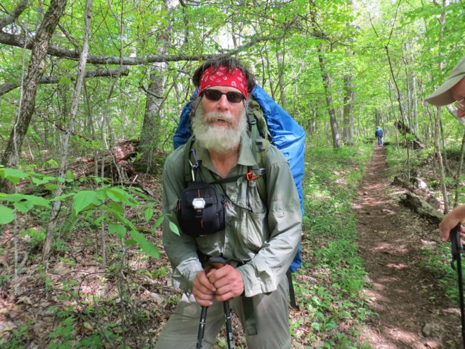 We met this southbound thru-hiker "Sherpa Chief" who left Maine September 23!!!