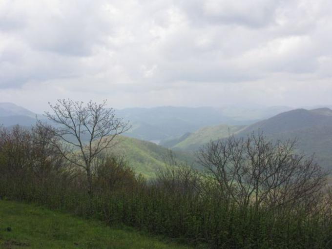 Looking into the valley you can see Nantahala Lake.