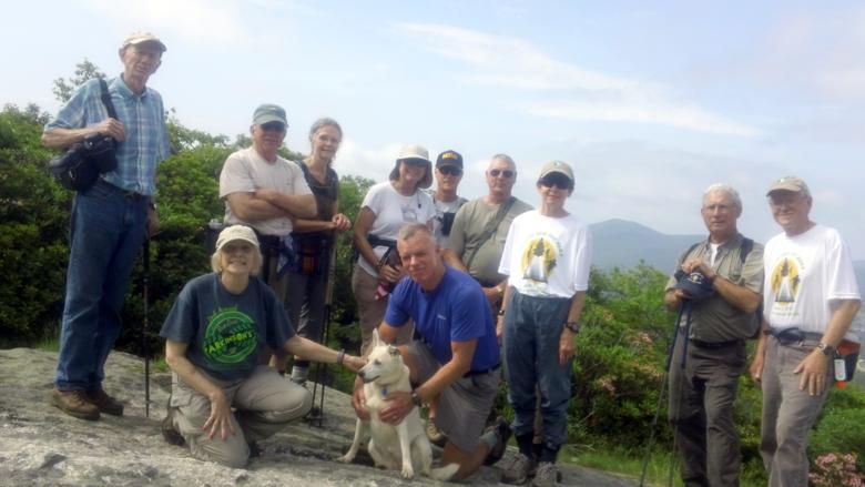The OFHC gang for today's hike - (l-r) Phil Brownrigg, Geri Whitaker, Vic Robson, Carole Wintle, Greta Driggers, "Cotton" and Stephen Gales, Jim Driggers, Don Preece, Donna Presley, Bill Hunt and Tony Presley.