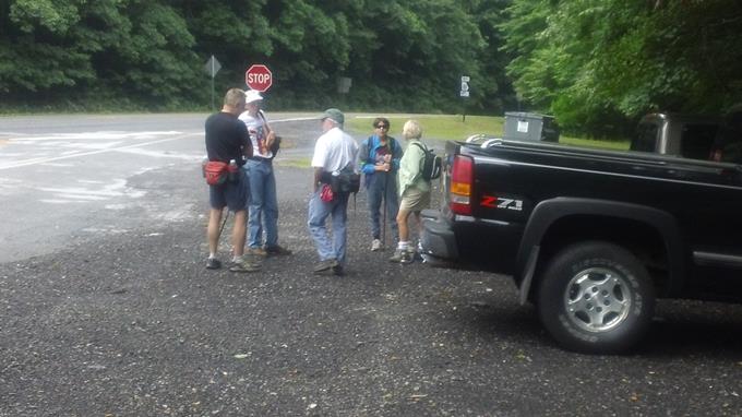 Getting ready at the Jacks Knob Trail parking area.