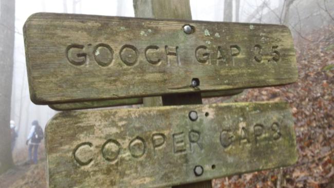 Trail sign near Woody Gap.