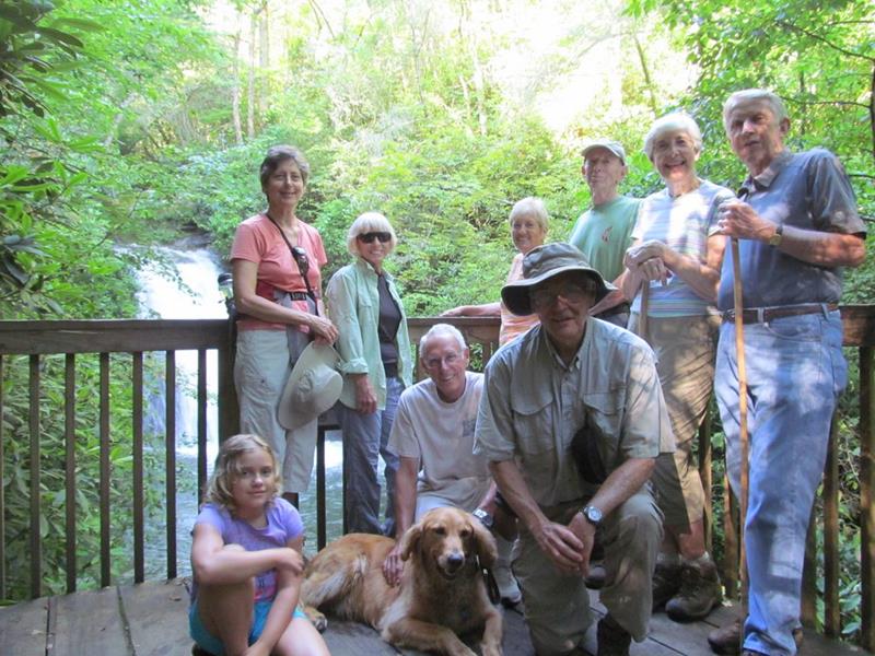 The OFHC gang for today's hike - (l-r) Kaytlyn Brown, Karen Brown, Pam Euliss, Mike Jones, "Barney", Jeanne O'Connor, Dick Metzgar, Phil Brownrigg, June Bellamy and John Bellamy.