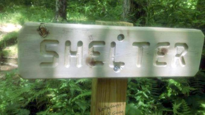 Sign for the Standing Indian Shelter.