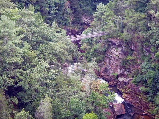 The breathtaking suspension bridge across the gorge.