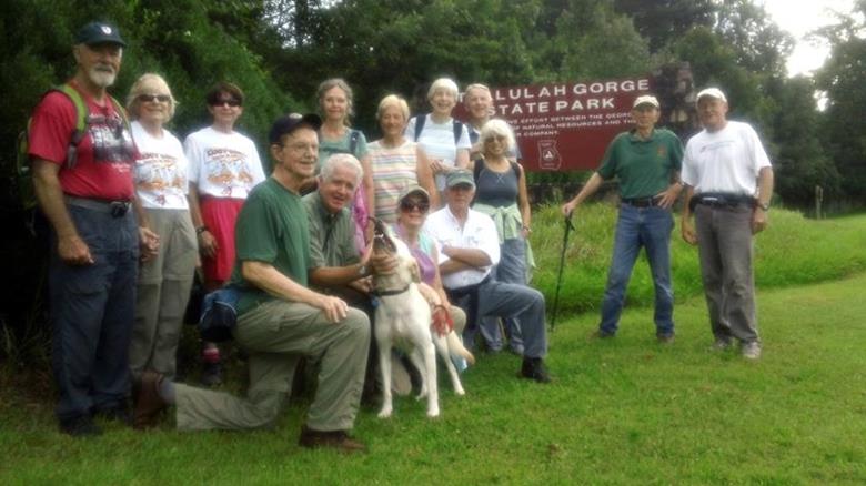 The OFHC gang for today's hike! (l-r) Wayne Barrios, Geri Whitaker, Donna Presley, Marvin Tabor, Carole Wintle, Dave Hinson & trail dog "Angus", Jeanne O'Connor, Lynne Saporito, June Bellamy, Vic Robson, John Bellamy, Pam Euliss, Phil Brownrigg and Tony Presley.