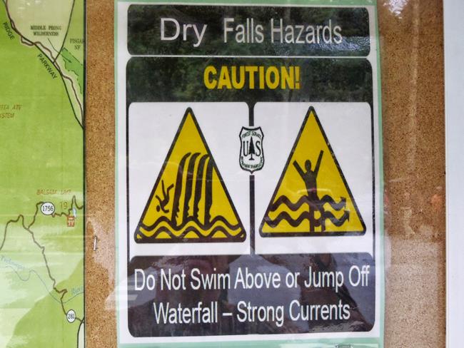 Duh! I am glad they warned us or we would have jumped off the falls to our death on the rocks below!