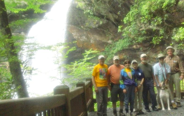 The OFHC gang for today's hike! (l-r) Tony Presley, Bob Magee, Donna Presley, Geri Whitaker, Wayne Barrios, Lynne Saporito, Trail Dog "Angus" and Dave Hinson.