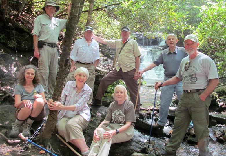 The OFHC gang for today's hike! (l-r) Carole Wintle, Dick Metzgar, June Bellamy, Vic Robson, Geri Whitaker, Don Preece, John Bellamy and Wayne Barrios.