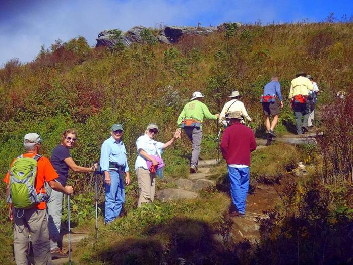 Making the climb toward Black Balsam Knob!