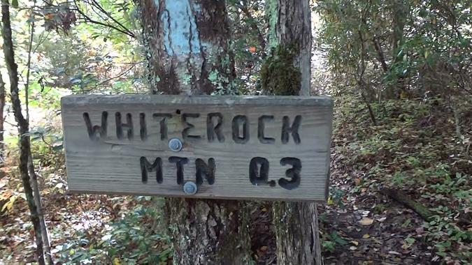 This sign marks the side trail to Whiterock.
