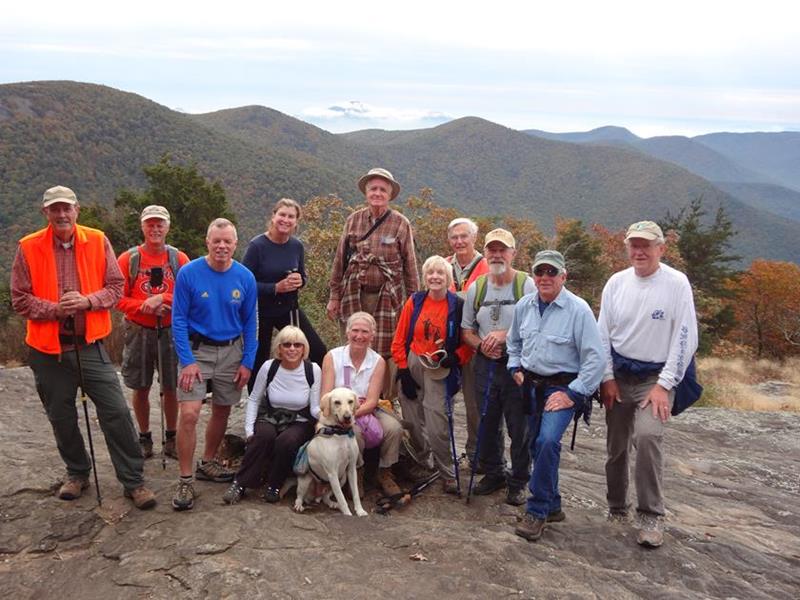 The OFHC gang for today's hike. (l-r)Pom Sinnock, Jim Driggers, Stephen Gales, Greta Driggers, Pam Euliss, Lynne Saporito & "Angus", Dave Hinson, Geri Whitaker, Dick Metzgar, Wayne Barios, Vic Robson and Tony Presley. .