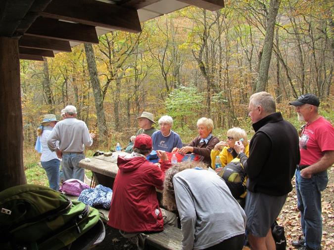 Lunchtime at the Siler Bald Shelter.