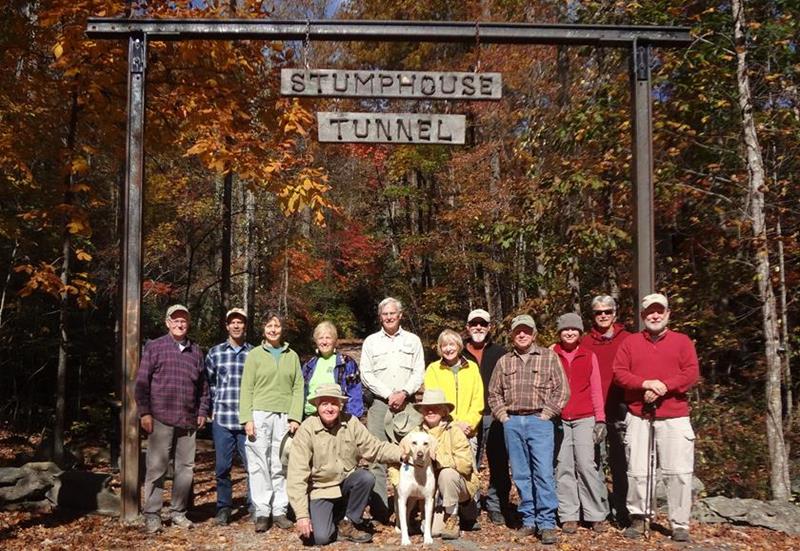 The OFHC gang for today's hike. (l-r) Tony Presley, Gerald Richardson, Karen Brown, Jeanne O'Connor, Dave Hinson, Dick Metzgar, "Angus" with Lynne Saporito, Geri Whitaker, Wayne Barios, Vic Robson, Greta Driggers, Jim Driggers and Bob Magee.