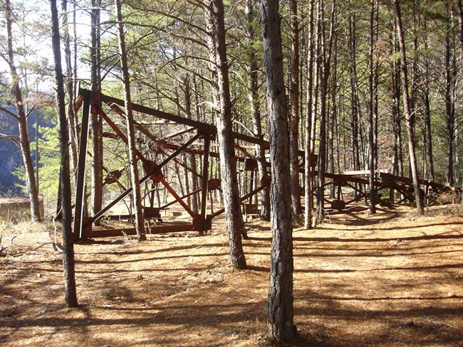The old support tower from Karl Walenda's tight rope walk across the gorge in 1970.