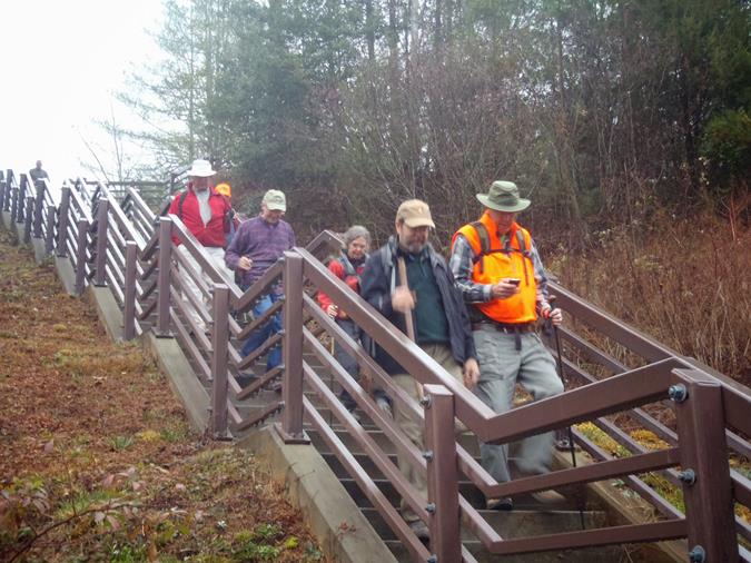 Headed down the steps to cross the Hwy. 78 bridge.