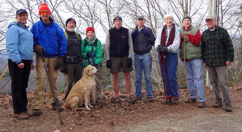 The OFHC gang for today's hike. (l-r) Wanda Miller, Wayne Miller, Wayne Barios, Geri Whitaker, "Nugget", Stephen Gales, Phil Brownrigg, June Bellamy, John Bellamy and Tony Presley.