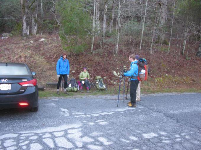 We met these 4 thru-hikers at Dicks Creek Gap. They were from Huntsville, Alabama New Jersey and Rhode Island. For the day, we met 26 thru-hikers from 10 states.