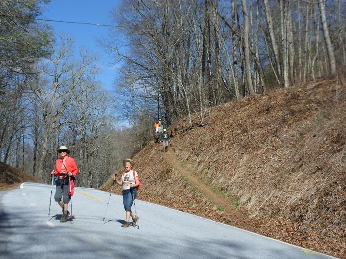 Here, we are crossing Old Hwy. 64 at Standing Indian Campground Rd.