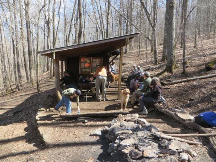 We arrive at our lunchtime destination! Rock Gap Shelter.