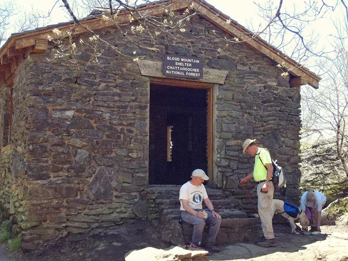 The historic Blood Mountain Shelter built by the CCC's in the 1930's.