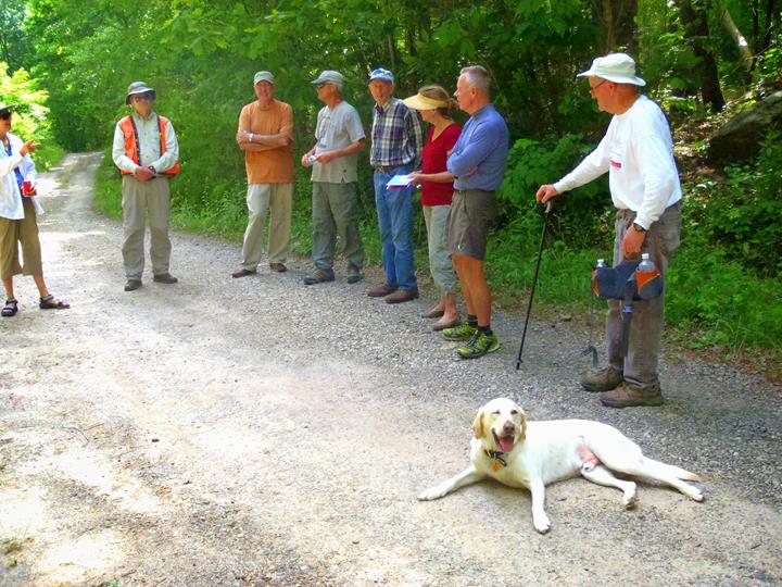 We arrive back at the trailhead and Trail Dog 'Angus" is tired! So are we!