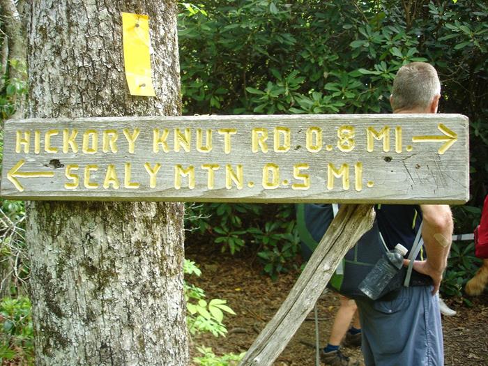About 1.5 miles out, we come to the intersection of the Hickory Knut Trail.