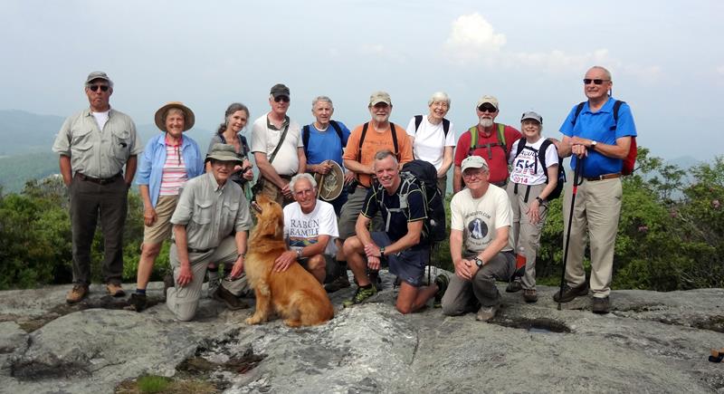 The OFHC gang for today's hike. (l-r standing) Bill Hunt, Jeanne O'Connor, Carole Wintle, Don Preece, John Bellamy, Bob Magee, June Bellamy, Wayne Barrios, Geri Barrios and Jack Jacobi. (l-r front) Dick Metzgar, trail dog "Barney", Mike Jones, Stephen Gales and Tony Presley.