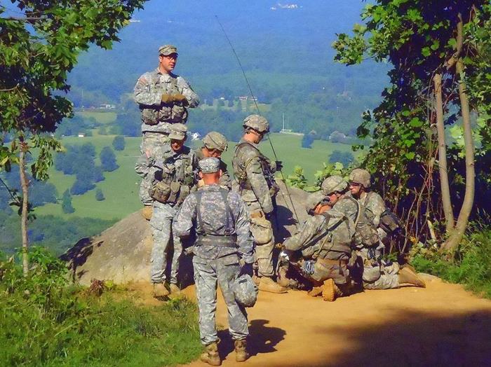 A group of Army Rangers in training.