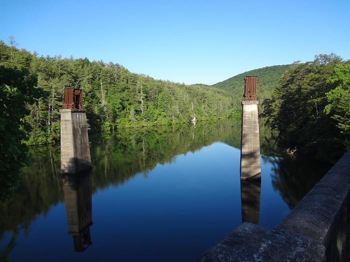 The view from our parking spot. The piers of the old Tallulah Falls Railroad in Lake Tallulah.