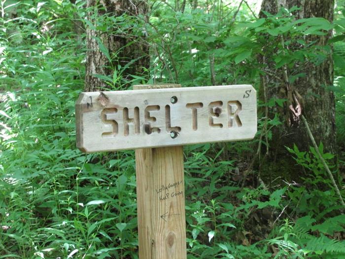 Trail sign for the Standing Indian Shelter.