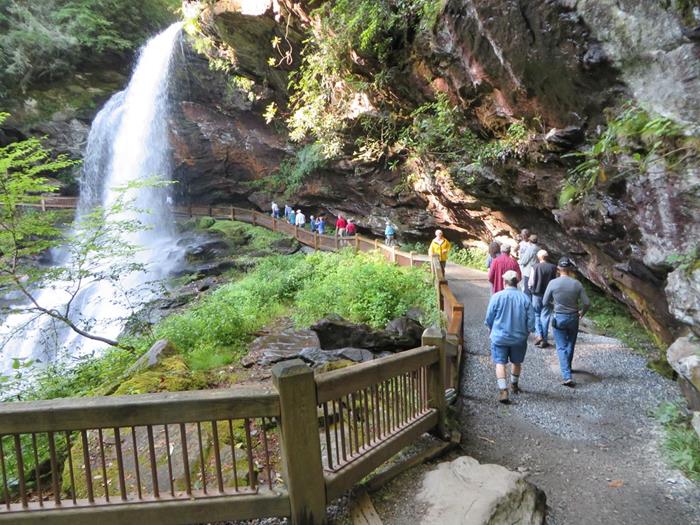 The trail takes you behind the falls through a refreshing mist!